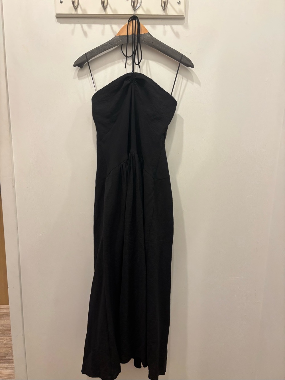 Vince Black Halter-Style Maxi Dress with Tie Neck